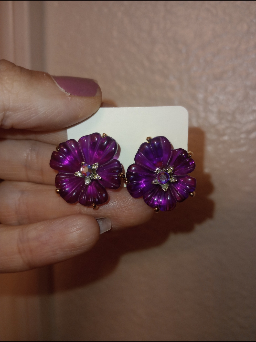 Purple Flower Statement  Earrings